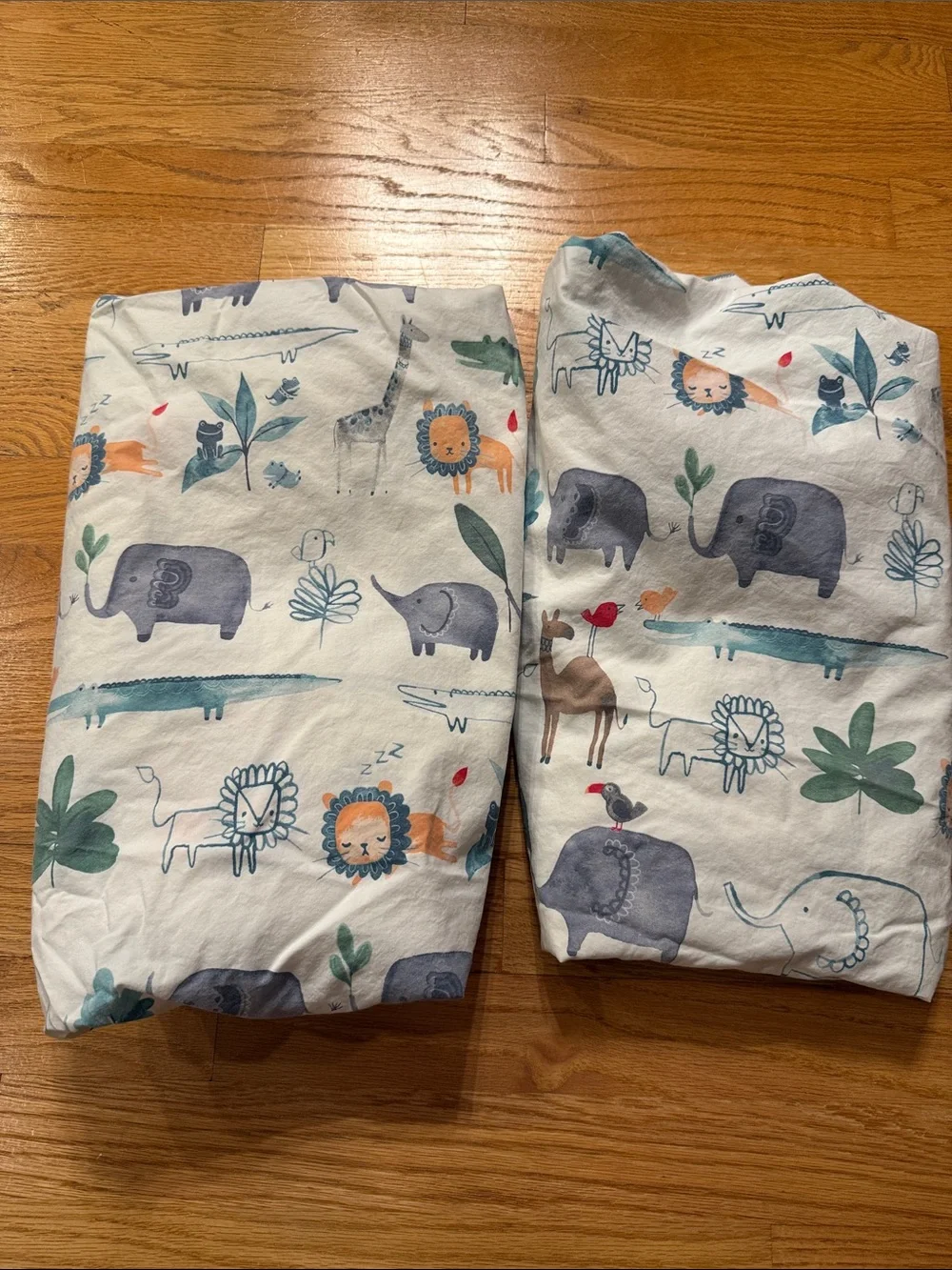 POTTERY BARN KIDS 2 Crib Fitted Sheets Organic Colby Animal Print Unisex